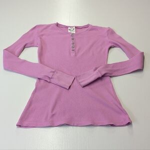 Royal Plush Pink Waffle Henley Size Small